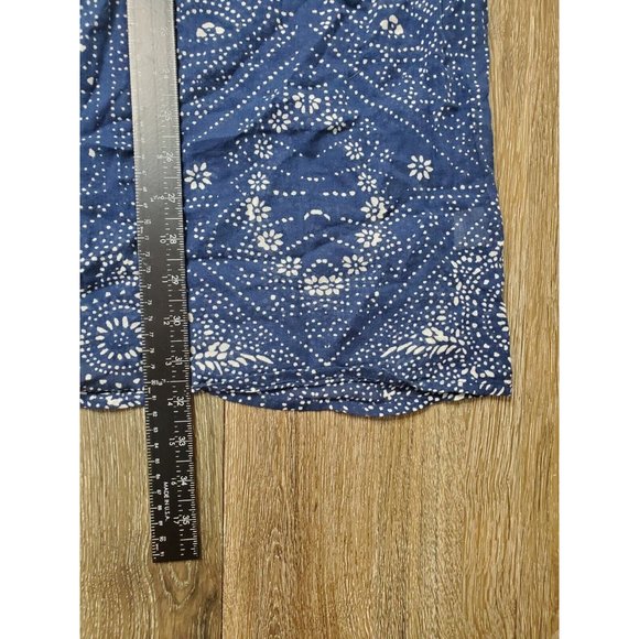 Garnet Hill Women's S Tunic Blue Floral Flowy Oversized V-Neck Sleeveless Sheer - Picture 7 of 12